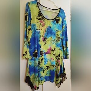 Peter Nygard Vibrant Green, Blue and Magenta Tunic